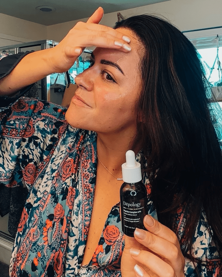 taryntruly applying Depology skincare products